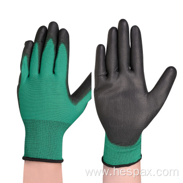 Hespax Customized 13G Anti-static PU Palm Work Gloves